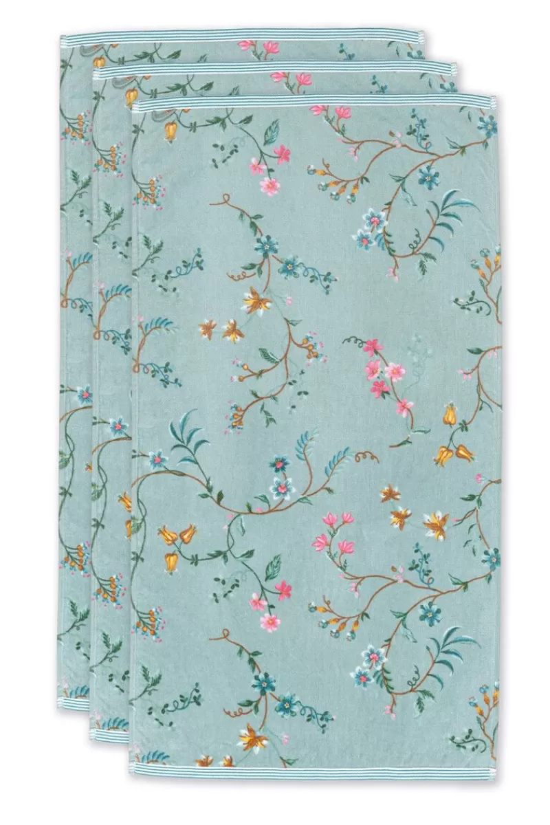 New Pip Studio Badetuch Set/3 Les Fleurs 55X100 Cm Blau