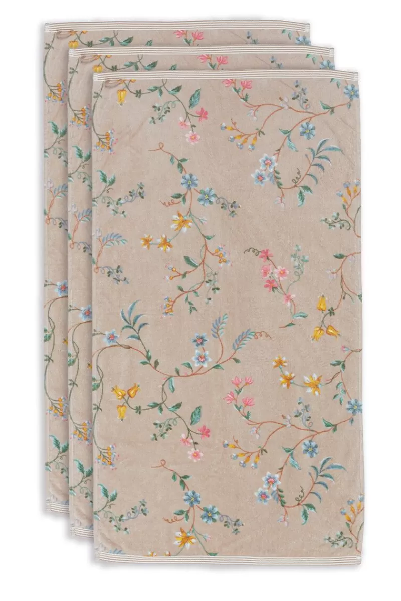 Discount Pip Studio Badetuch Set/3 Les Fleurs 55X100 Cm Khaki