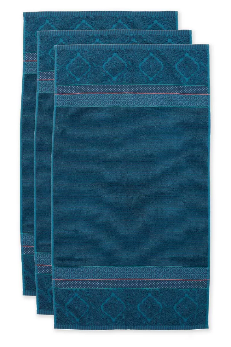 Discount Pip Studio Badetuch Set/3 Soft Zellige Dunkel 55X100 Cm Blau