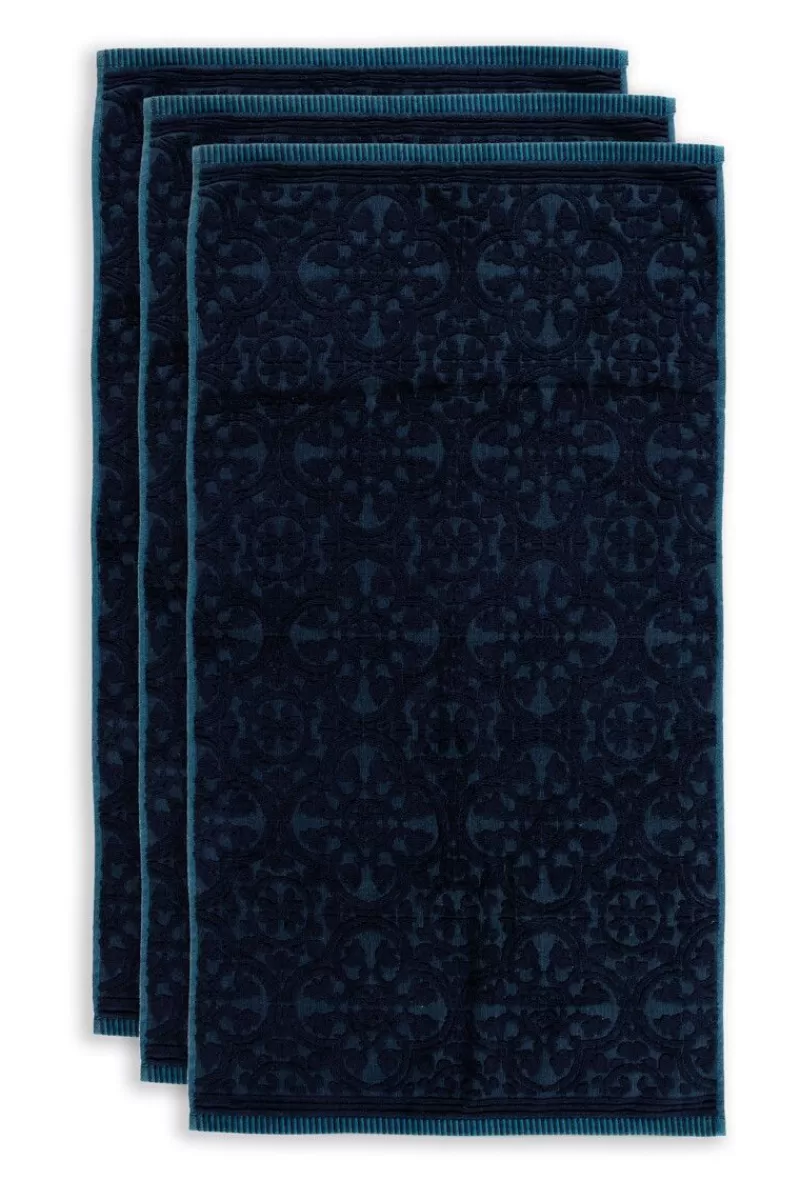 New Pip Studio Badetuch Set/3 Tile De Pip Dunkel 55X100 Cm Blau