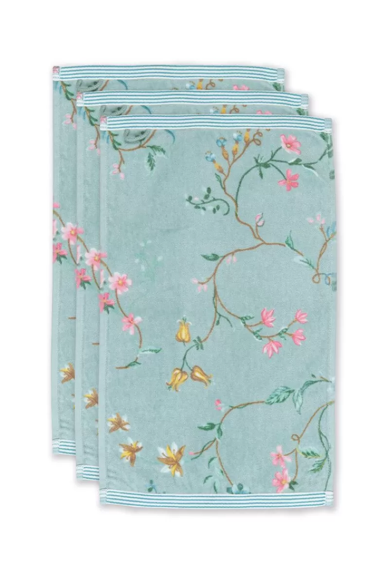 Store Pip Studio Gastehandtuch Set/3 Les Fleurs 30X50 Cm Blau