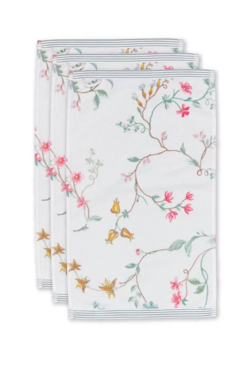 Online Pip Studio Gastehandtuch Set/3 Les Fleurs 30X50 Cm Weis