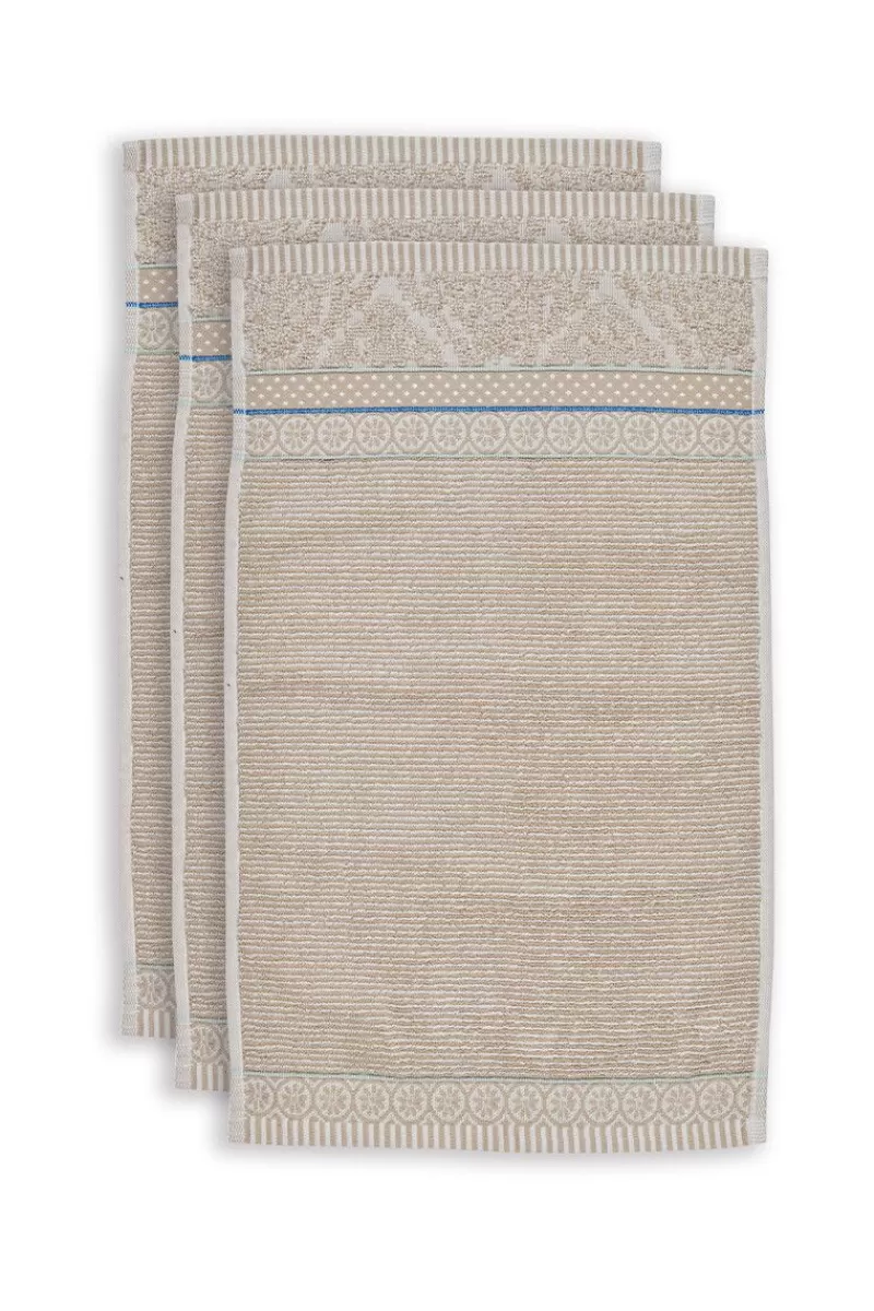 Outlet Pip Studio Gastehandtuch Set/3 Soft Zellige 30X50 Cm Khaki
