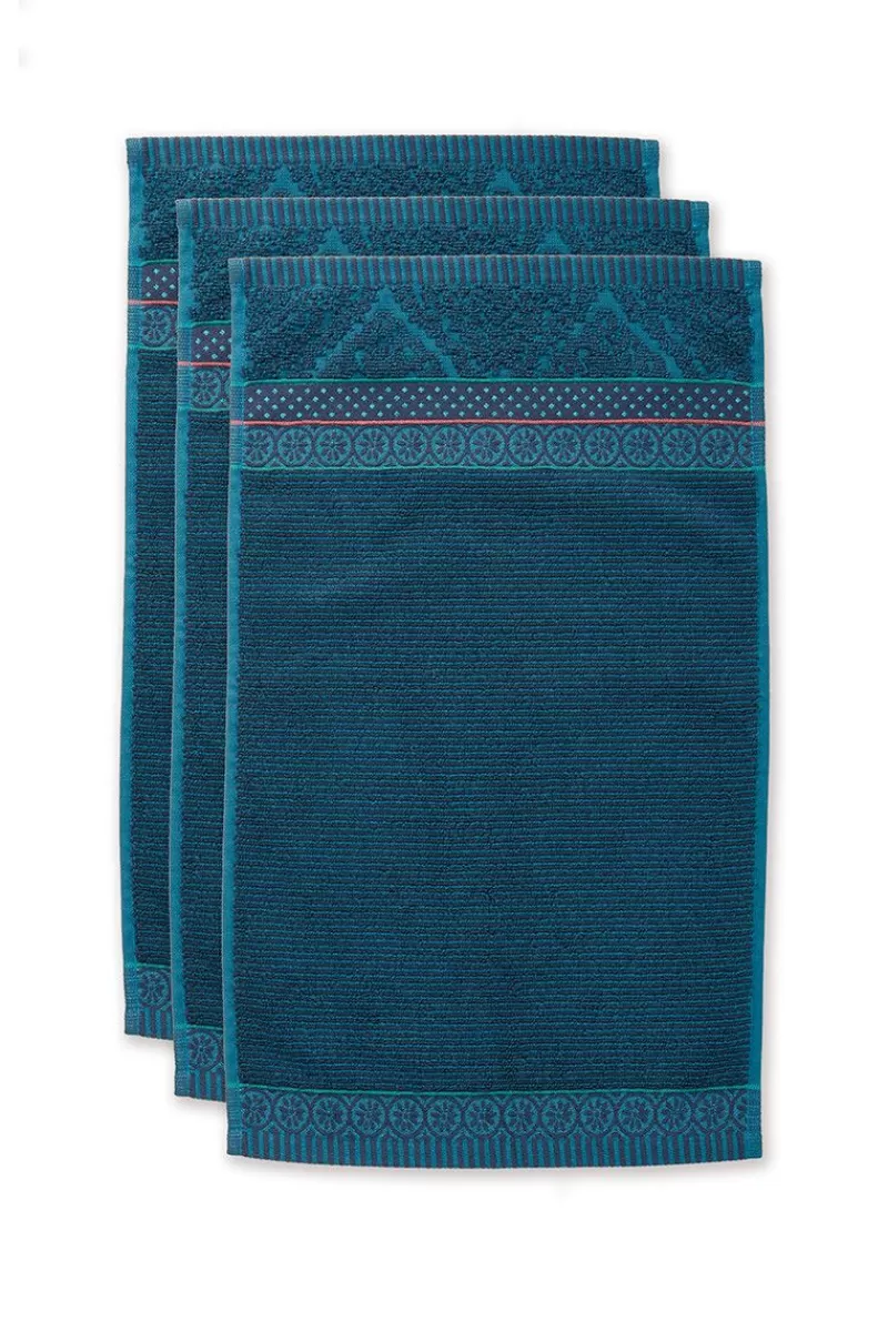 Sale Pip Studio Gastehandtuch Set/3 Soft Zellige Dunkel 30X50 Cm Blau