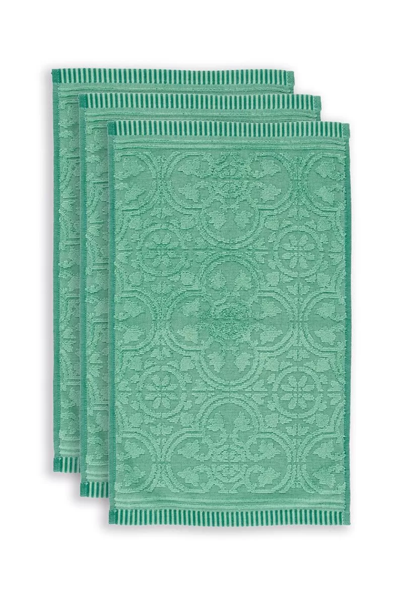 New Pip Studio Gastehandtuch Set/3 Tile De Pip 30X50 Cm Grun