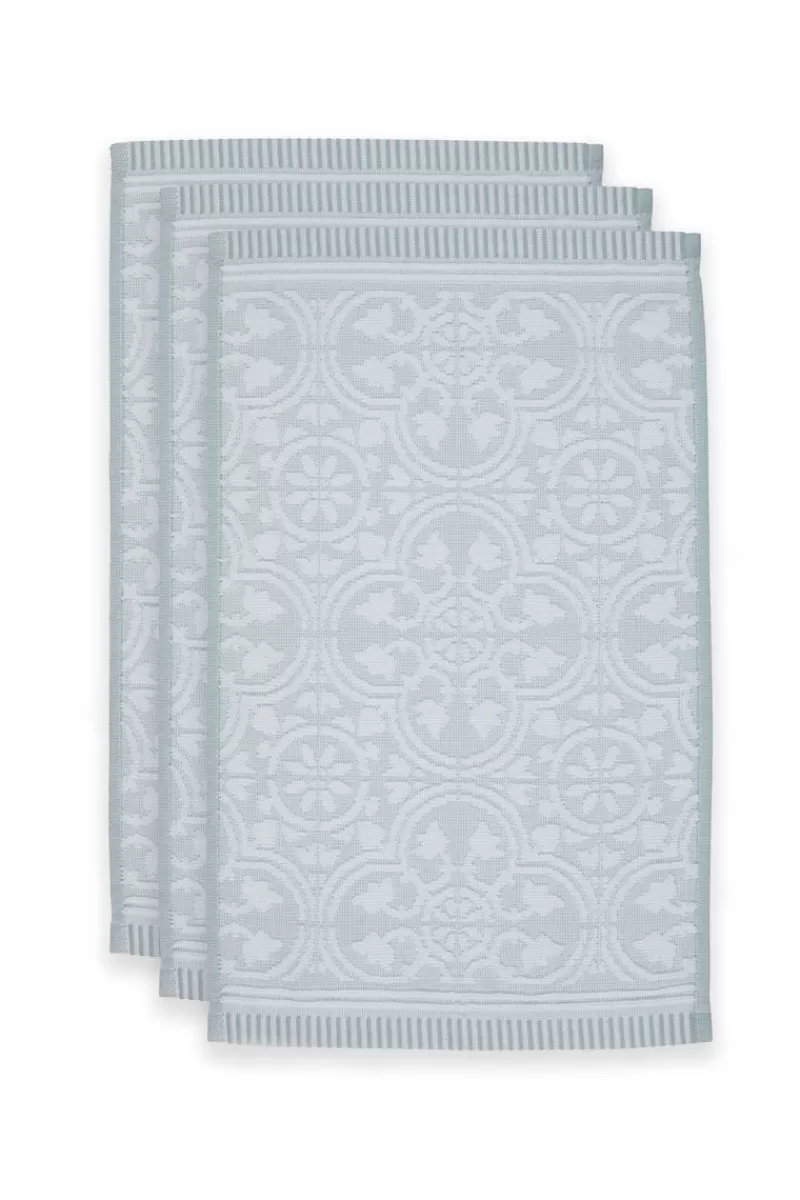 Online Pip Studio Gastehandtuch Set/3 Tile De Pip Hell 30X50 Cm Blau