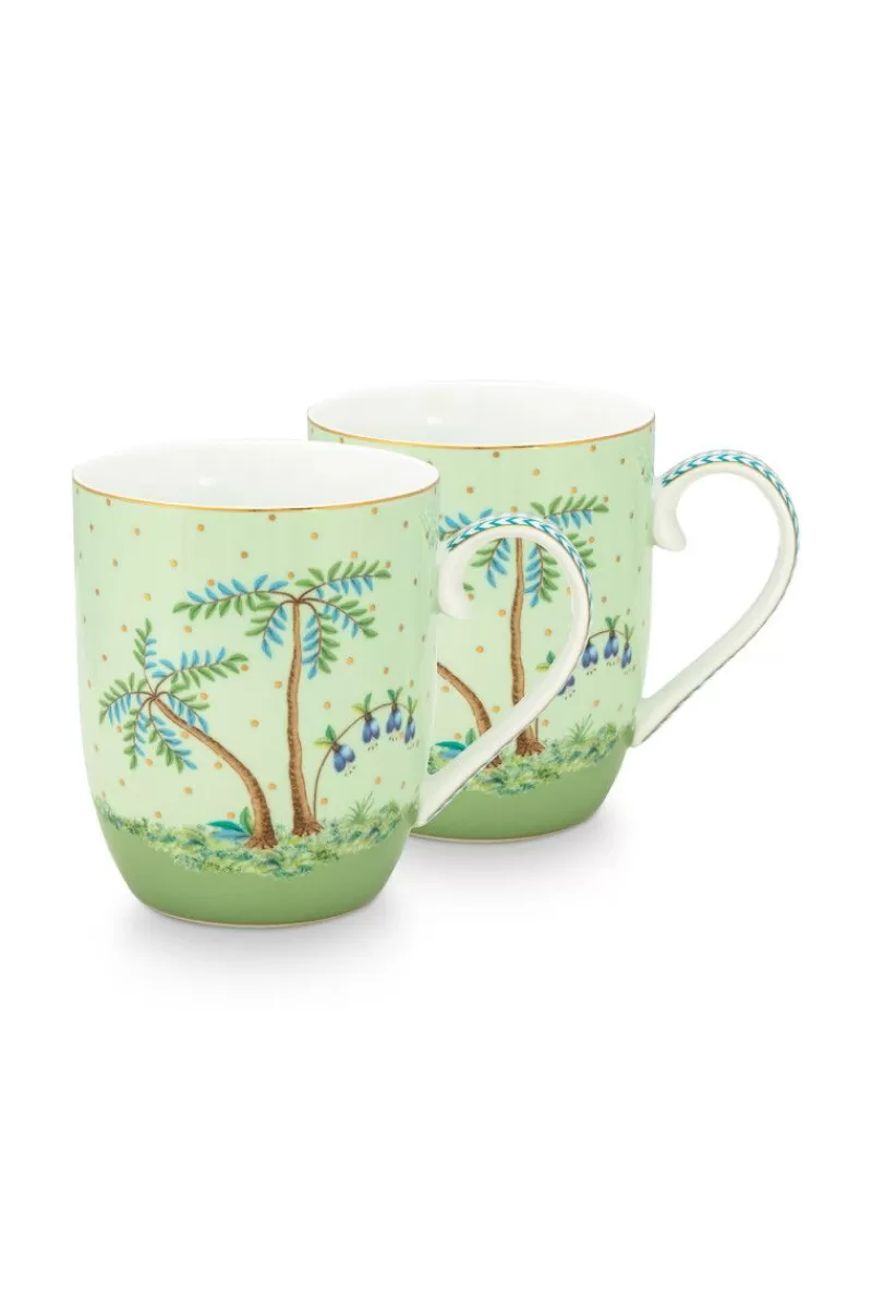 Outlet Pip Studio Jolie Set/2 Tassen Klein Goldene Punkte Grun