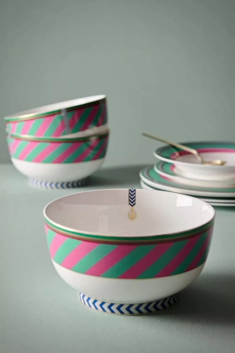 Best Pip Studio Pip Chique Stripes Schale Rosa/Grun 20.5Cm