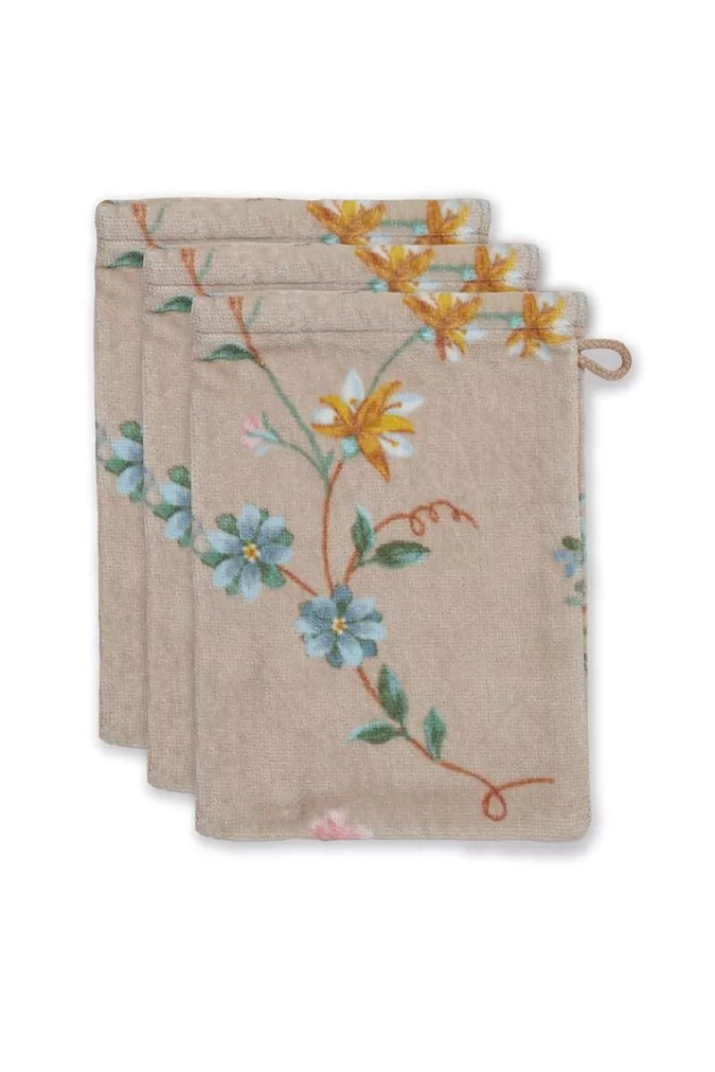 Flash Sale Pip Studio Waschlappen Set/3 Les Fleurs 16X22 Cm Khaki