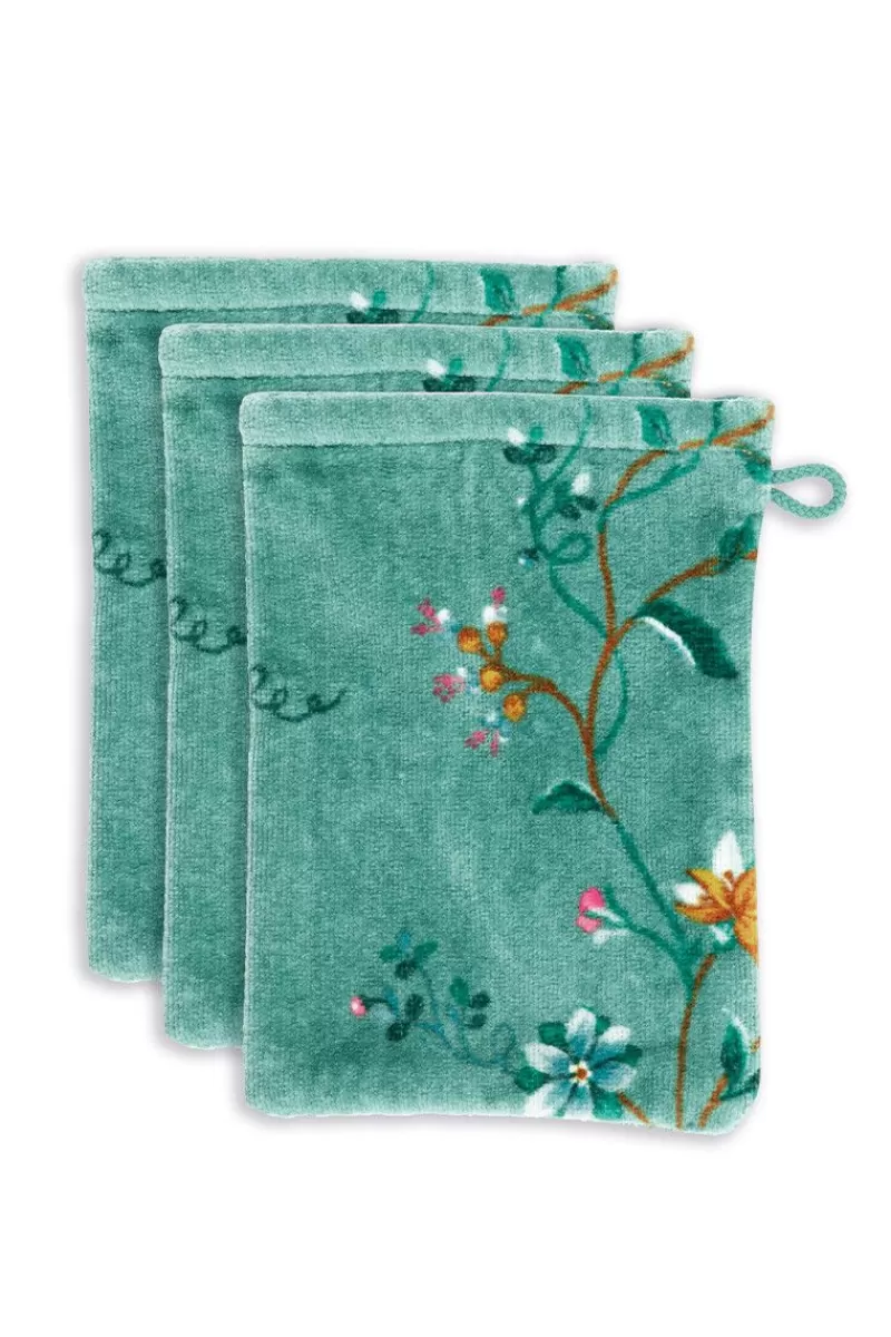 Clearance Pip Studio Waschlappen Set/3 Les Fleurs 16X22 Cm Grun