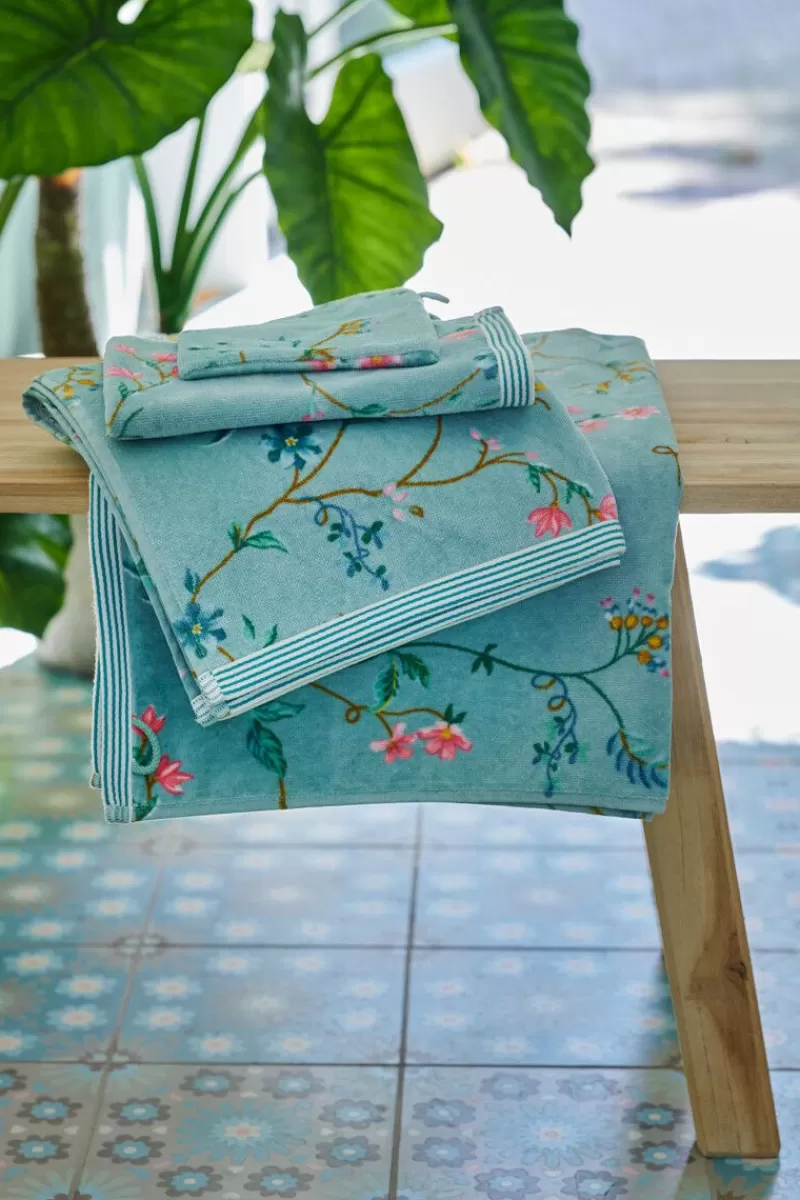Fashion Pip Studio Waschlappen Set/3 Les Fleurs 16X22 Cm Blau