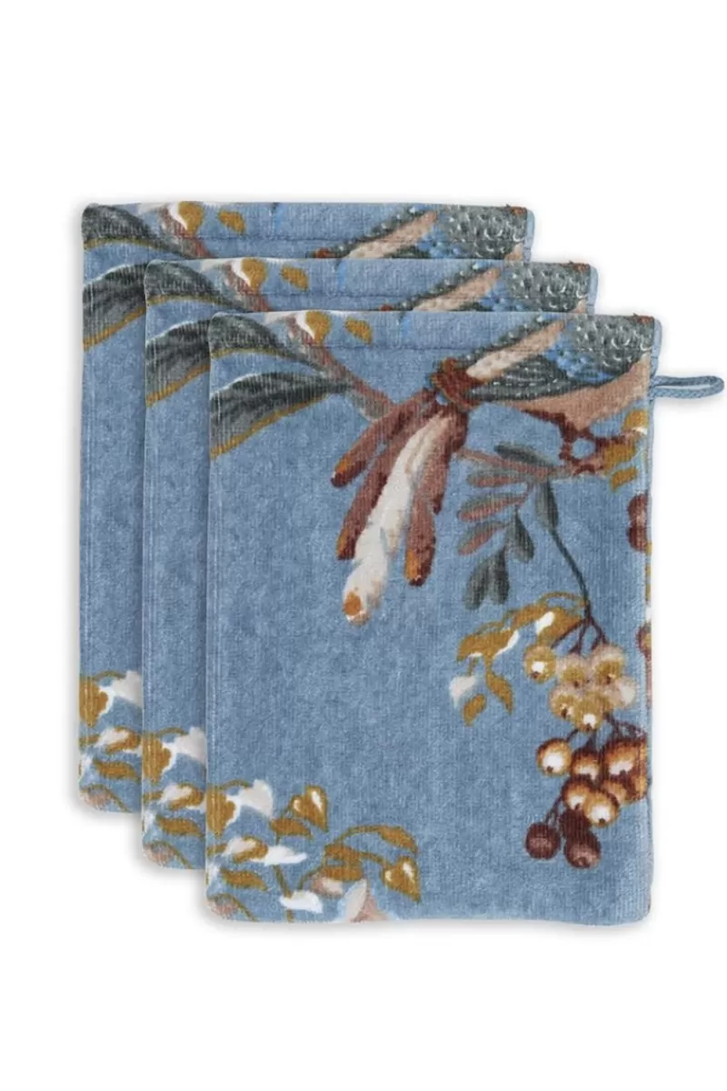 Hot Pip Studio Waschlappen Set/3 Secret Garden 16X22Cm Blau