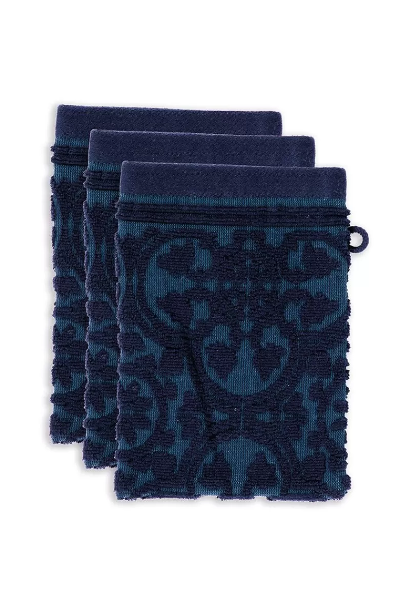 Outlet Pip Studio Waschlappen Set/3 Tile De Pip Dunkel 16X22 Cm Blau